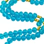 Terço de Cristal Azul Entremeio Dourado Nossa Senhora Das Graças