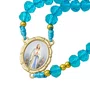 Terço de Cristal Azul Entremeio Dourado Nossa Senhora de Lourdes
