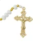 Terço de Cristal Branco Entremeio Dourado Sagrado Coração de Jesus