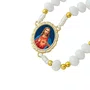 Terço de Cristal Branco Entremeio Dourado Sagrado Coração de Jesus