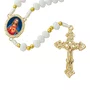 Terço de Cristal Branco Entremeio Dourado Sagrado Coração de Jesus