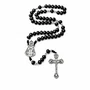 Terço de Cristal Nossa Senhora Aparecida Niquel Vazado Preto