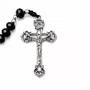 Terço de Cristal Nossa Senhora Aparecida Niquel Vazado Preto