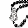 Terço de Cristal Nossa Senhora Aparecida Niquel Vazado Preto