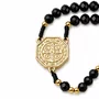 Terço de Cristal São Bento Dourado Preto