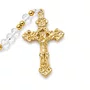 Terço de Cristal São Bento Dourado Transparente