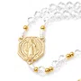 Terço de Cristal São Bento Dourado Transparente