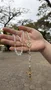 Terço de Cristal São Miguel Dourado Transparente