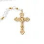 Terço Nossa Senhora Das Graças de Cristal Transparente Entremeio Dourado - 8mm
