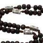 Terço de Nossa Senhora Das Graças da Contemplação Dos Mistérios Entremeio Metal e Contas Madeira Marrom Escuro 10mm