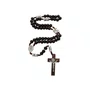 Terço de Nossa Senhora Das Graças da Contemplação Dos Mistérios Entremeio Metal e Contas Madeira Marrom Escuro 10mm
