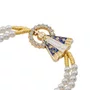 Terço de Pulso de Nossa Senhora Aparecida Dourada e Cruz Metal - Pérola Branca 4mm