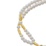 Terço de Pulso de Nossa Senhora Aparecida Dourada e Cruz Metal - Pérola Branca 4mm