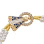 Terço de Pulso de Nossa Senhora Aparecida Dourada e Cruz Strass - Pérola Branca 4mm