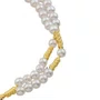 Terço de Pulso de Nossa Senhora Aparecida Dourada e Cruz Strass - Pérola Branca 4mm