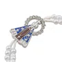 Terço de Pulso de Nossa Senhora Aparecida Prata e Cruz Prata - Pérola Branca 4mm