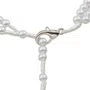 Terço de Pulso de Nossa Senhora Aparecida Prata e Cruz Prata - Pérola Branca 4mm