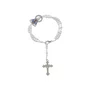 Terço de Pulso de Nossa Senhora Aparecida Prata e Cruz Prata - Pérola Branca 4mm