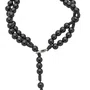 Terço de Pulso Masculino com Entremeio de São Bento Prata em Pérola Preto 6mm