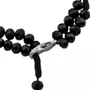 Terço de Pulso Medalha Resinada São Bento Cristal Preto 4mm 2un