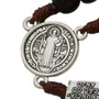 Terço de São Bento da Contemplação Dos Mistérios Entremeio Metal e Contas Madeira Marrom Escuro 10mm