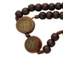 Terço Intercessor de São Bento Pai Nosso 20mm e Contas Madeira Marrom Escuro 10mm
