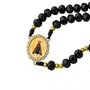 Terço Nossa Senhora Aparecida de Cristal Preto Entremeio Dourado - 8mm