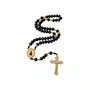 Terço Nossa Senhora Aparecida de Cristal Preto Entremeio Dourado - 8mm