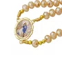Terço Nossa Senhora da Conceição de Cristal Doce de Leite Entremeio Dourado - 8mm