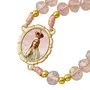 Terço Nossa Senhora de Fátima de Cristal Rosa Entremeio Dourado - 8mm