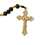 Terço Santa Rita de Cristal Preto Entremeio Dourado