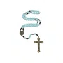 Terço São Bento Pérola - Verde Água 6mm Cruz Com Cristo Ouro Velho