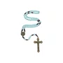 Terço São Bento Pérola - Verde Água 6mm Cruz Com Cristo Ouro Velho