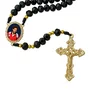 Terço São Carlo Acutis de Cristal Preto Entremeio Dourado - 8mm