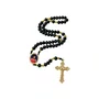Terço São Carlo Acutis de Cristal Preto Entremeio Dourado - 8mm